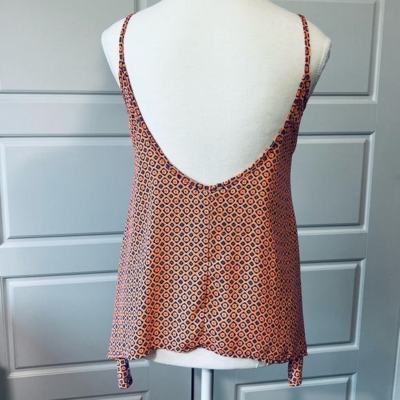 Soprano's Sleeveless Tank Top Peach Black Geometric Print Casual Summer Top SM - Picture 2 of 8